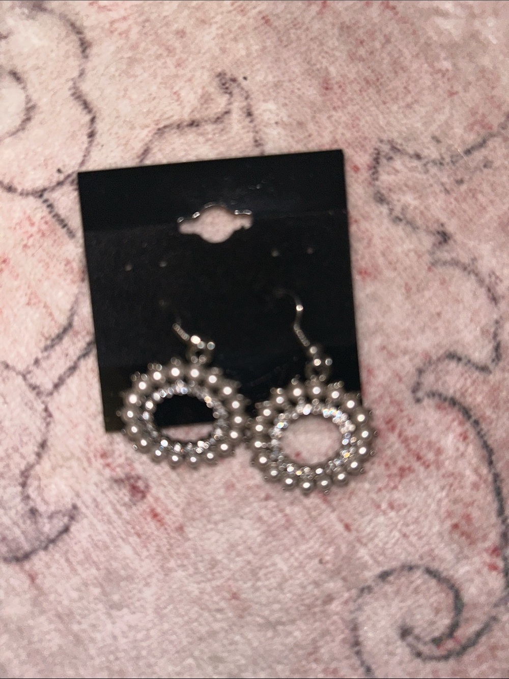 Silver Beaded Hoop Drop Earrings - Women Jewelry